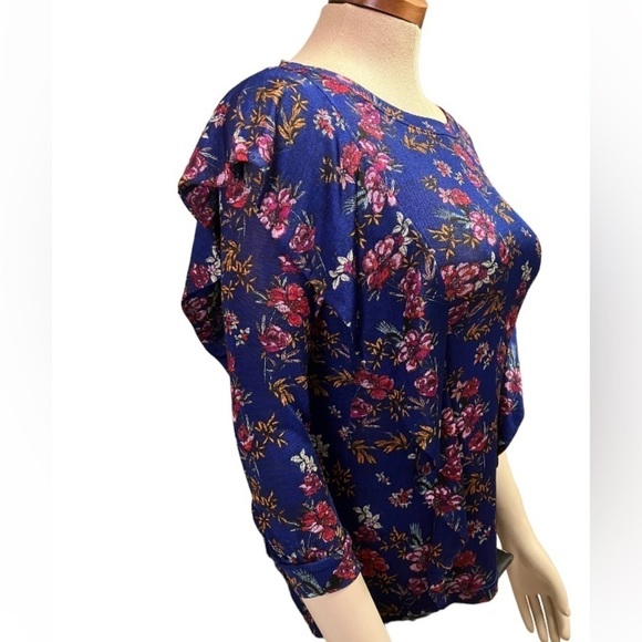 FREE People Womens Small Floral Blouse Top Ruffle Front Keyhole Back NWT - Picture 2 of 10